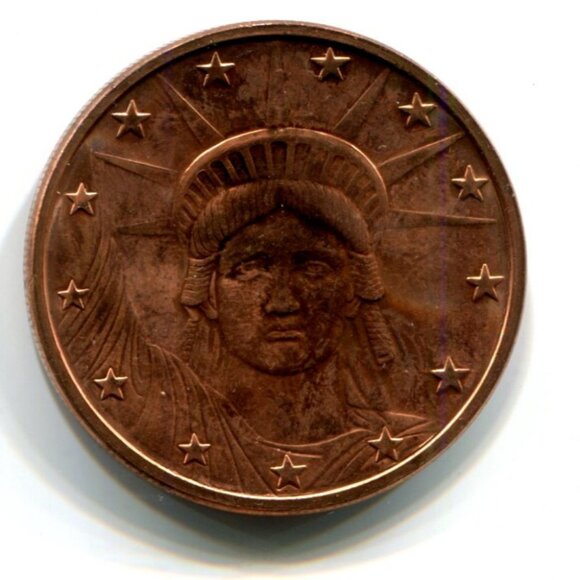 USA Statue of Liberty One Ounce .999 Fine Copper Round (b859-47) - Picture 1 of 2